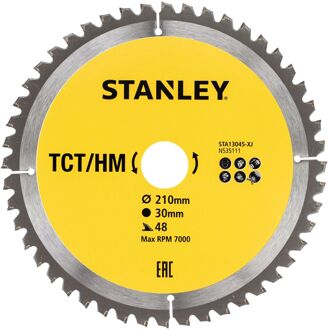 Stanley Cirkelzaagblad Hout Sta13045-xj - 210mm - 48t Fijn - Hardmetaal
