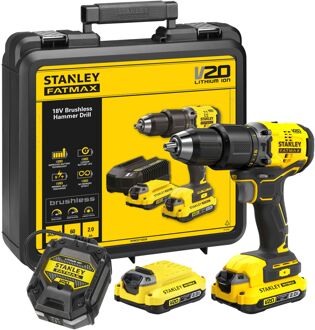 Stanley FatMax Brushless schroefklopboormachine in koffer, 18 V, 2 x 2.0 AH Multikleur