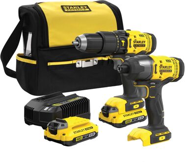 Stanley FATMAX SFMCK461D2S V20 Combo Kit | 18V Accu Schroefklopboormachine + Accu Slagschroevendraaier | 2 Accu's + Lader | In Softbag