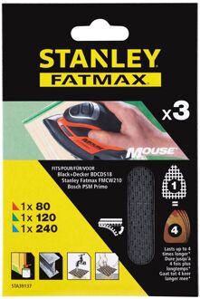 Stanley Fatmax Stanley Schuurpad Fatmax - K80/120/240 - Zwart - 3 Stuks