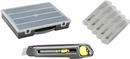 Stanley Interlock Afbreekmes | 18mm | + 5 x 10 Afbreekmesjes18mm| In 14 vaks organiser - STHT10018-9