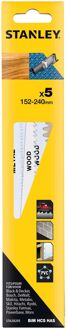 Stanley Reciprozaagblad Universeel Sta28205-xj - 152-240mm - Hcs/bi-metaal - 5 Stuks
