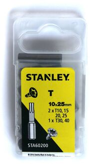 Stanley Schroefbitset - Sta60200-xj - Torx T10-t40 - 25mm - 10-delig
