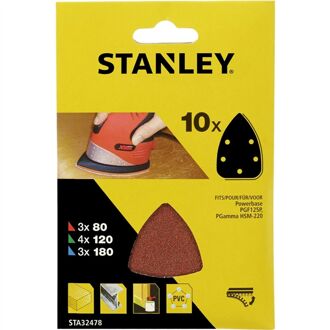 Stanley Schuurpad Quick Fit - K80/120/180 - Rood - 10 Stuks