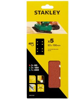 Stanley Schuurvel Quick Fit - K80/k120/k240 - Bruin - 93x190mm - 5 Stuks