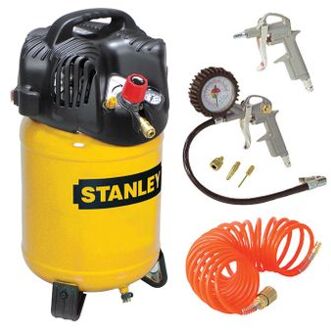 Stanley Stanley, Compressorset, olievrije luchtcompressor, verticaal, 1.5 pk, 10 bar, tankinhoud 24 L, incl. accessoires 6-delig