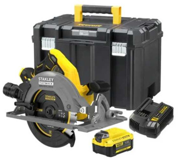 Stanley V20 18V Brushless Cirkelzaag SFMCS551R-BE 190mm (met 4.0Ah accu en lader) + Dubbel zijdige rail voor V20 - SFMCS551R-BE