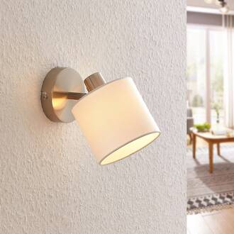 Stannis wandlamp met textiel, mat nikkel mat nikkel, wit