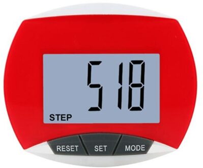 Stap Teller Fitness Digitale Stappenteller Waterdichte Stap Beweging Calorieën Teller Rood