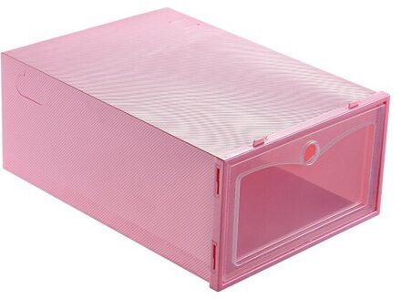 Stapelbaar Clear Plastic Schoen Dozen Stapelbaar Floding Diy Schoen Drawers Opslag Container Organisatoren Huishouden Schoen Opbergdoos S roze