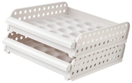 Stapelbaar Ei Opbergdoos 30 Grids Ei Container Ei Lade Voor Thuis Keuken (Wit, Single-Layer)