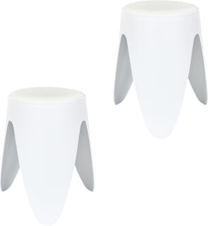 Stapelbaar zit krukje Gala - 2x - kunststof - wit - D30 x H46 cm - stoelen
