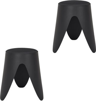 Stapelbaar zit krukje Gala - 2x - kunststof - zwart - D30 x H46 cm - stoelen