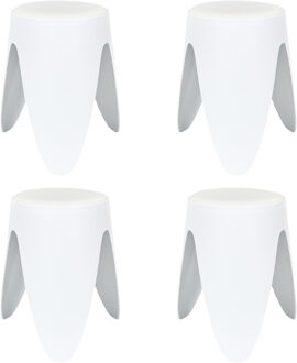 Stapelbaar zit krukje Gala - 4x - kunststof - wit - D30 x H46 cm - stoelen