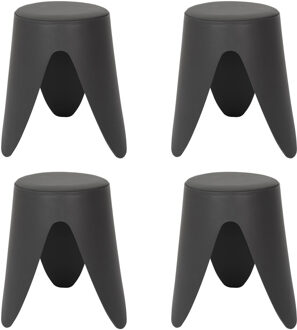 Stapelbaar zit krukje Gala - 4x - kunststof - zwart - D30 x H46 cm - stoelen