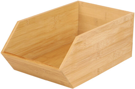 Stapelbare opbergmand 1 vaks - L18 x B31 x H12 cm - bamboe hout - lichtbruin - organizer