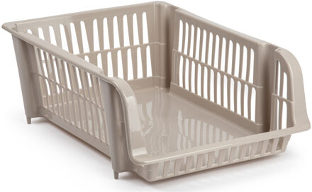 Stapelbare opbergmand - Beige - 20 liter - kunststof - 43 x 32 x 16 cm