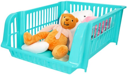 Stapelbare opbergmand - Blauw - 16 liter - kunststof - 38 x 28 x 15 cm