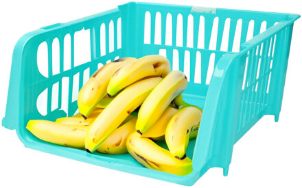 Stapelbare opbergmand - Blauw - 20 liter - kunststof - 43 x 32 x 16 cm