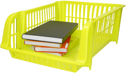 Stapelbare opbergmand - Groen - 16 liter - kunststof - 38 x 28 x 15 cm