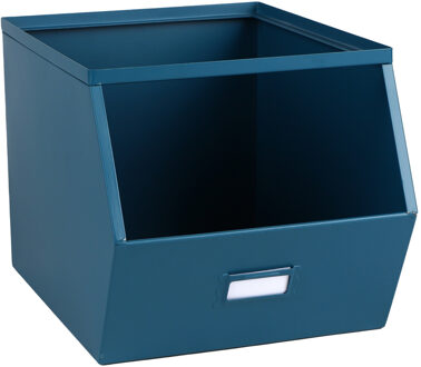Stapelbare opbergmand Open Metal Box - L23 x B32 x H21 cm - metaal - donkerblauw - Opbergmanden