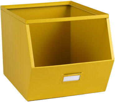 Stapelbare opbergmand Open Metal Box - L23 x B32 x H21 cm - metaal - geel