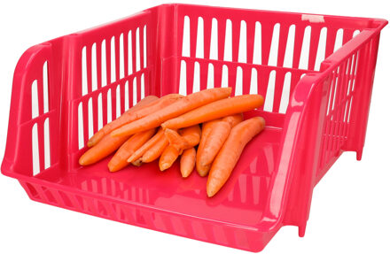 Stapelbare opbergmand - Roze - 20 liter - kunststof - 43 x 32 x 16 cm