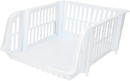Stapelbare opbergmand - Wit - 16 liter - kunststof - 38 x 28 x 15 cm