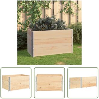 Stapelbare tuinbak - massief grenenhout - 50 x 100 x 19 cm - scharnierende metalen hoeken - 3 stuks Bruin