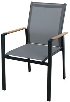 Stapelbare Tuinstoel Limoux Textileen/teakhout Antraciet