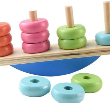 Stapelen Ringen Stacker Met Houten Kleurrijke Gladde Ringen En Massief Houten Basis