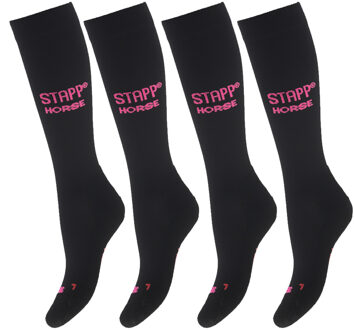 Stapp Horse Paardrijsokken Deocell 4-pack Zwart / Roze-35/38 Zwart/Roze - 35/38