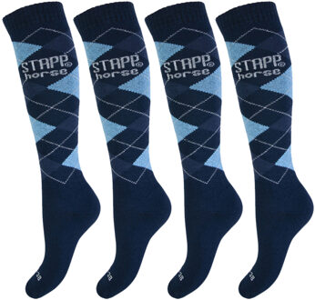 Stapp Horse Paardrijsokken Ruit 4-pack Marine / Lichtblauw / Jeans-35/38 Marine/Lichtblauw/Jeans - 35/38
