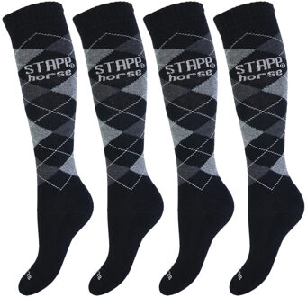 Stapp Horse Paardrijsokken Ruit 4-pack Nero-43/46 - 43/46