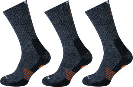 Stapp Wandelsokken Techno Bamboo 3-pack Dark Grey Orange-47/50 Grijs - 47/50