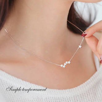 Star Korean Explosion 925 Sterling Silver Temperament Personality Fashion Female Jewelry Necklace SNE005