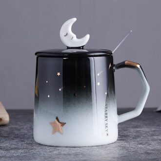 Star Mok Individuele Trend Keramische Water Cup Nordic Melk Koffie Thee Cup Met Deksel Lepel