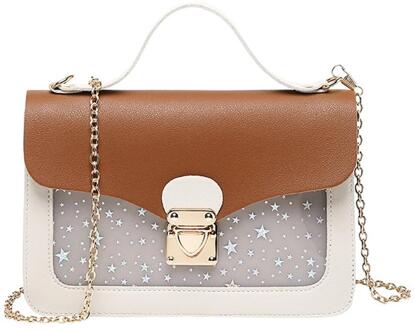 Star Sequin Messenger Crossbody Tas Clutch Portemonnee Handtas Sac Mode Vrouwen Mini Kleine Vierkante Verpakking Schoudertas Bruin