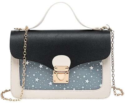 Star Sequin Messenger Crossbody Tas Clutch Portemonnee Handtas Sac Mode Vrouwen Mini Kleine Vierkante Verpakking Schoudertas zwart