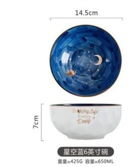 Star Serie Keramische Kom Fruitsalade Tray Leuke Noedelkom Droom Bank Afdeling Thema Restaurant Serveerschaal blauw 6 duim
