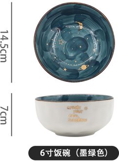 Star Serie Keramische Kom Fruitsalade Tray Leuke Noedelkom Droom Bank Afdeling Thema Restaurant Serveerschaal donker groen 6 duim