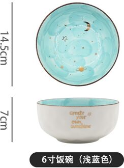 Star Serie Keramische Kom Fruitsalade Tray Leuke Noedelkom Droom Bank Afdeling Thema Restaurant Serveerschaal licht blauw 6 duim
