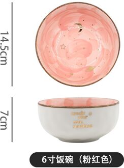 Star Serie Keramische Kom Fruitsalade Tray Leuke Noedelkom Droom Bank Afdeling Thema Restaurant Serveerschaal roze 6 duim