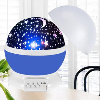 Star Sky Projector Led Galaxy Nachtlampje Sterrenhemel Verlichting Roterende Ster Maan Nacht Lamp Batterij Decoratie Voor Thuis Baby blauw