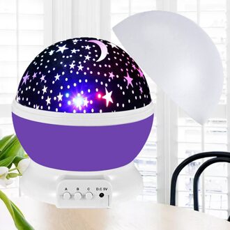 Star Sky Projector Led Galaxy Nachtlampje Sterrenhemel Verlichting Roterende Ster Maan Nacht Lamp Batterij Decoratie Voor Thuis Baby paars
