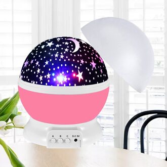 Star Sky Projector Led Galaxy Nachtlampje Sterrenhemel Verlichting Roterende Ster Maan Nacht Lamp Batterij Decoratie Voor Thuis Baby roze