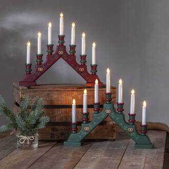 Star Trading 7-lamps rode lichtboog Sara Tradition rood, wit, groen