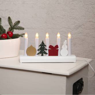 Star Trading Bonte kaarsluchter Julia m. kerstmotieven wit, goud, groen, rood