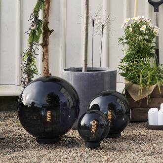 Star Trading Buiten-decoratiebol Orby in zwart, Ø 20 cm zwart, rookgrijs transparant