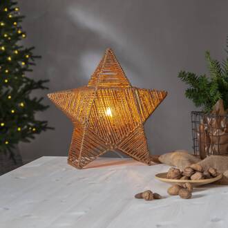 Star Trading Decoratie ster Rappe van papieren koorden, staand lichtbruin